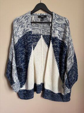 Blue/White Women's Knit Cardigan